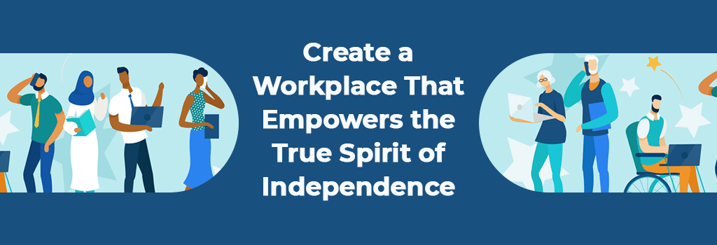 banner for a blog where vector image of people empowering true spirit of independence